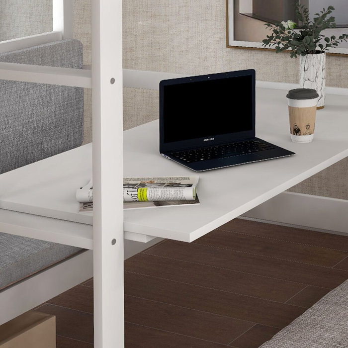 Isabelle & Max™ Bain Twin Solid Wood Loft Bed with BuiltinDesk by